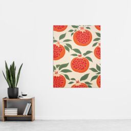 "Artery8 Wall Art Print Sliced Pomegranates Kitchen Artwork Orange Pink Green Retro Decorative Pattern Poster - Size: W18"" x H24""" - thumbnail 4