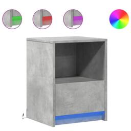 Berkfield Home Stylish Bedside Cabinets with LED Lights 2 pcs Concrete Grey Engi - thumbnail 3