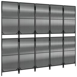 Berkfield Home Room Divider 5 Panels Black Poly Rattan - thumbnail 4