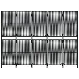 Berkfield Home Room Divider 5 Panels Black Poly Rattan - thumbnail 5