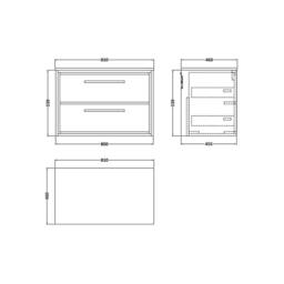 Balterley Longnor 2 Drawer Wall Hung Vanity Unit, Antique Oak, 800mm in Brown - thumbnail 2