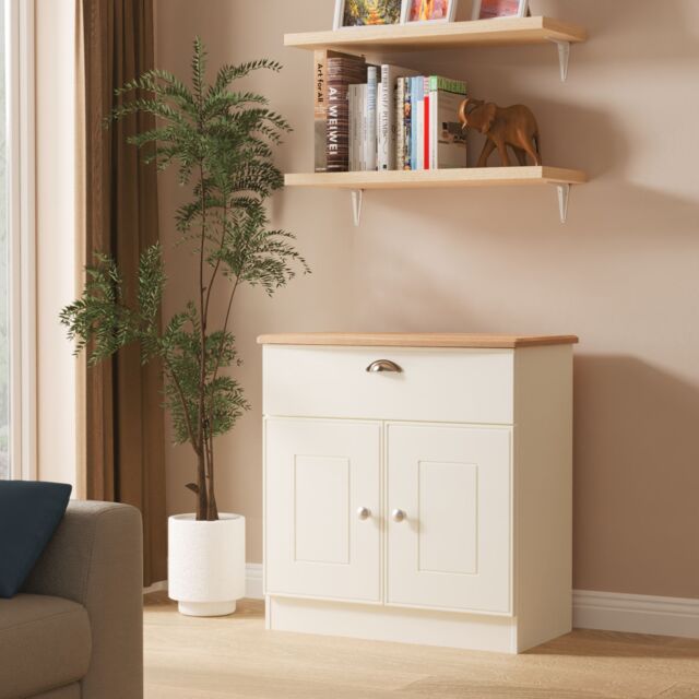 Ready Assembled 2 U Albert 1 Drawer 2 Door Sideboard (Ready Assembled) in Cream - Size: Medium - image 1
