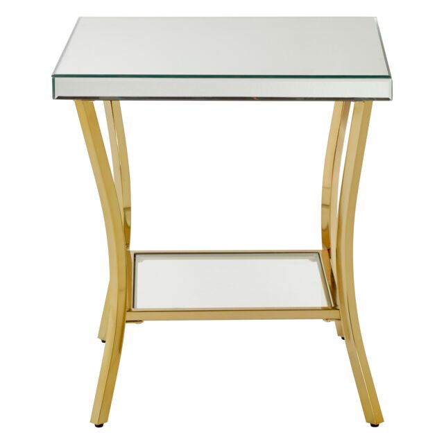 Orsina Stylish Black Mirror Side Table, Decent Gold Finish Bedside Table, Contemporary Decorative Table For Lounge in Silver - image 1