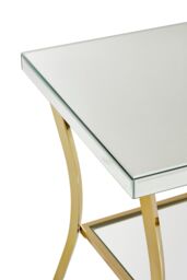 Orsina Stylish Black Mirror Side Table, Decent Gold Finish Bedside Table, Contemporary Decorative Table For Lounge in Silver - thumbnail 4