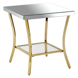 Orsina Stylish Black Mirror Side Table, Decent Gold Finish Bedside Table, Contemporary Decorative Table For Lounge in Silver - thumbnail 2