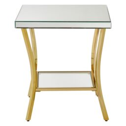 Orsina Stylish Black Mirror Side Table, Decent Gold Finish Bedside Table, Contemporary Decorative Table For Lounge in Silver