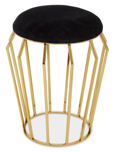 Orsina Black Velvet & Gold Finish Frame Stool, Airy Design Contemporary Ottoman with Velvet Seat, Ottoman - image 1