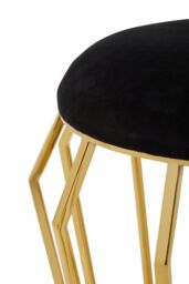 Orsina Black Velvet & Gold Finish Frame Stool, Airy Design Contemporary Ottoman with Velvet Seat, Ottoman - thumbnail 5