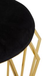 Orsina Black Velvet & Gold Finish Frame Stool, Airy Design Contemporary Ottoman with Velvet Seat, Ottoman - thumbnail 3