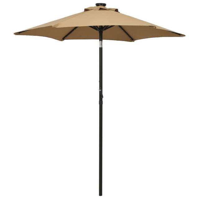 Berkfield Home Parasol with LED Lights Taupe 200x211 cm Aluminium in Beige - image 1