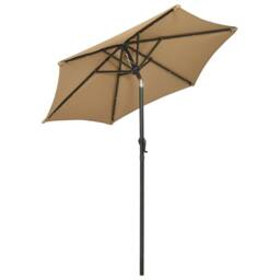 Berkfield Home Parasol with LED Lights Taupe 200x211 cm Aluminium in Beige - thumbnail 4