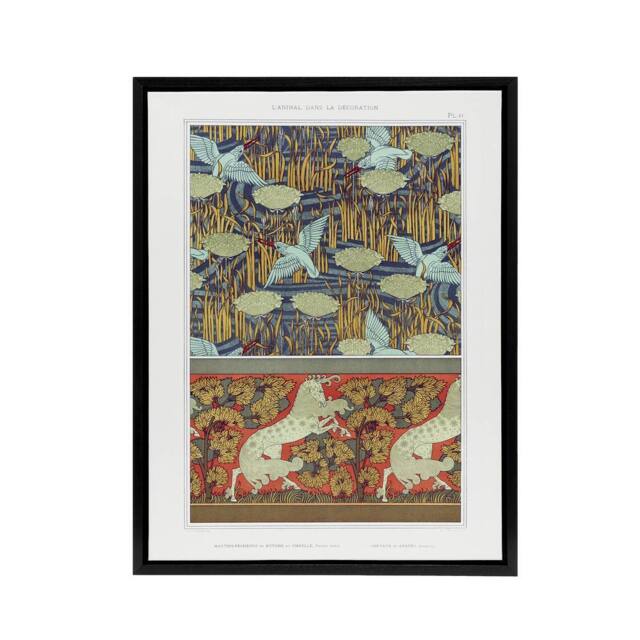 "Artery8 Kingfisher Bird & Horse Pattern Framed Canvas Wall Art Print Verneuil - Size: W12"" x H16""" - image 1