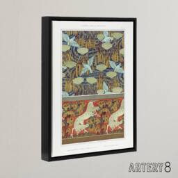 "Artery8 Kingfisher Bird & Horse Pattern Framed Canvas Wall Art Print Verneuil - Size: W12"" x H16""" - thumbnail 2