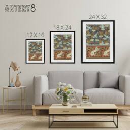 "Artery8 Kingfisher Bird & Horse Pattern Framed Canvas Wall Art Print Verneuil - Size: W12"" x H16""" - thumbnail 4