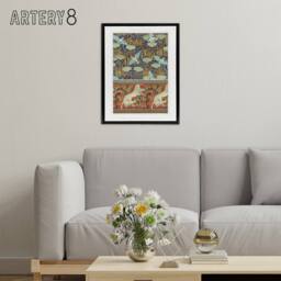 "Artery8 Kingfisher Bird & Horse Pattern Framed Canvas Wall Art Print Verneuil - Size: W12"" x H16""" - thumbnail 3