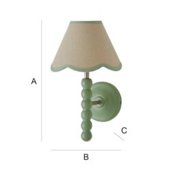ValueLights Bobbins Sage Green Bobble Wall Light & Linen Pastel Trim Lamp Shade in Pale Green - thumbnail 7
