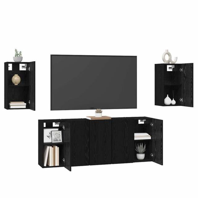 Berkfield Home TV Cabinet 7 pcs Black oak 30.5 x 30 x 60 cm Engineered wood - image 1