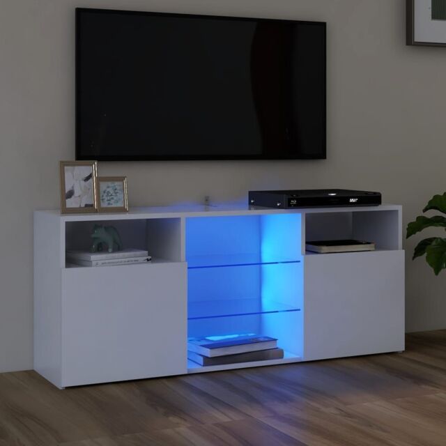 Berkfield Home TV Cabinet with LED Lights White 120x30x50 cm - Size: 120 x 30 x 50 cm - image 1