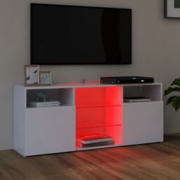 Berkfield Home TV Cabinet with LED Lights White 120x30x50 cm - Size: 120 x 30 x 50 cm - thumbnail 3