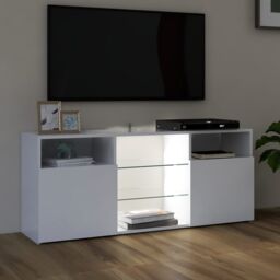 Berkfield Home TV Cabinet with LED Lights White 120x30x50 cm - Size: 120 x 30 x 50 cm - thumbnail 5