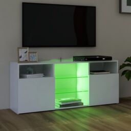 Berkfield Home TV Cabinet with LED Lights White 120x30x50 cm - Size: 120 x 30 x 50 cm - thumbnail 4