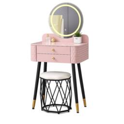 Sliding Wardrobes 4U Modern Dressing Table with LED Mirror & Stool Set W60 x D40 x H127cm in Pink - thumbnail 3