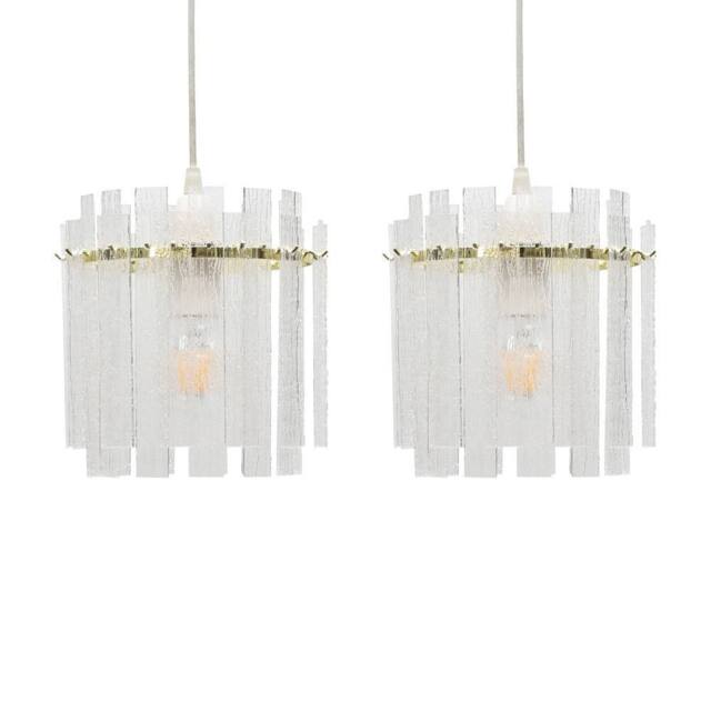 First Choice Lighting Set of 2 Abi - Satin Brass Frosted Diffuser Easy Fit Lightshades in Clear - image 1