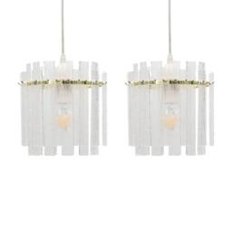 First Choice Lighting Set of 2 Abi - Satin Brass Frosted Diffuser Easy Fit Lightshades in Clear