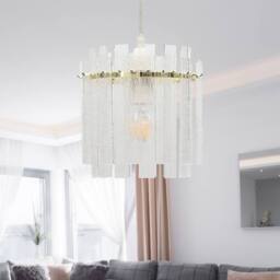 First Choice Lighting Set of 2 Abi - Satin Brass Frosted Diffuser Easy Fit Lightshades in Clear - thumbnail 4