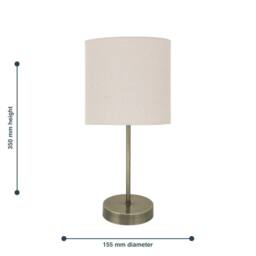 First Choice Lighting Set of 2 Antique Brass Stick Table Lamps with Natural Linen Shades in Bronze - thumbnail 8