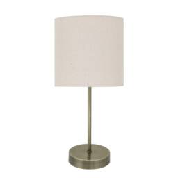 First Choice Lighting Set of 2 Antique Brass Stick Table Lamps with Natural Linen Shades in Bronze - thumbnail 4