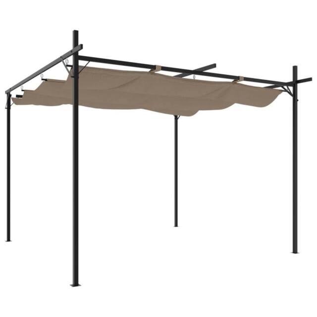 Berkfield Home Pergola with Retractable Roof Taupe 295x292x230 cm in Beige - Size: 295 x 292 x 230 cm - image 1