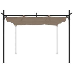 Berkfield Home Pergola with Retractable Roof Taupe 295x292x230 cm in Beige - Size: 295 x 292 x 230 cm - thumbnail 3