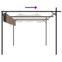 Berkfield Home Pergola with Retractable Roof Taupe 295x292x230 cm in Beige - Size: 295 x 292 x 230 cm - thumbnail 6