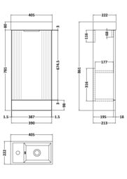 Balterley Retro Floor Standing Bathroom Vanity Basin Unit - 400mm - Satin White - thumbnail 8