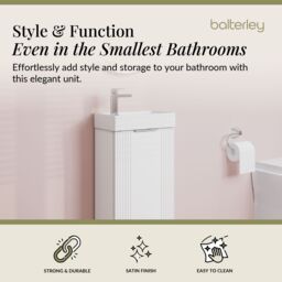 Balterley Retro Floor Standing Bathroom Vanity Basin Unit - 400mm - Satin White - thumbnail 2