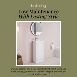 Balterley Retro Floor Standing Bathroom Vanity Basin Unit - 400mm - Satin White - thumbnail 7