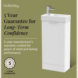 Balterley Retro Floor Standing Bathroom Vanity Basin Unit - 400mm - Satin White - thumbnail 6