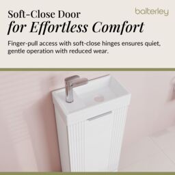 Balterley Retro Floor Standing Bathroom Vanity Basin Unit - 400mm - Satin White - thumbnail 3