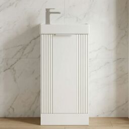 Balterley Retro Floor Standing Bathroom Vanity Basin Unit - 400mm - Satin White - thumbnail 9