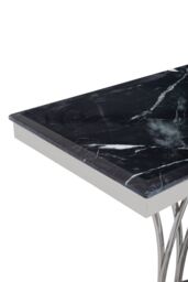 Orsina Black Marble & Silver Console Table For Livingroom, Metallic Finish Storage Table, Accent Table For Patio - thumbnail 4