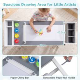 CASART Kids Wooden Table & Chair for Drawing Reading Studying Playing in Grey - thumbnail 7