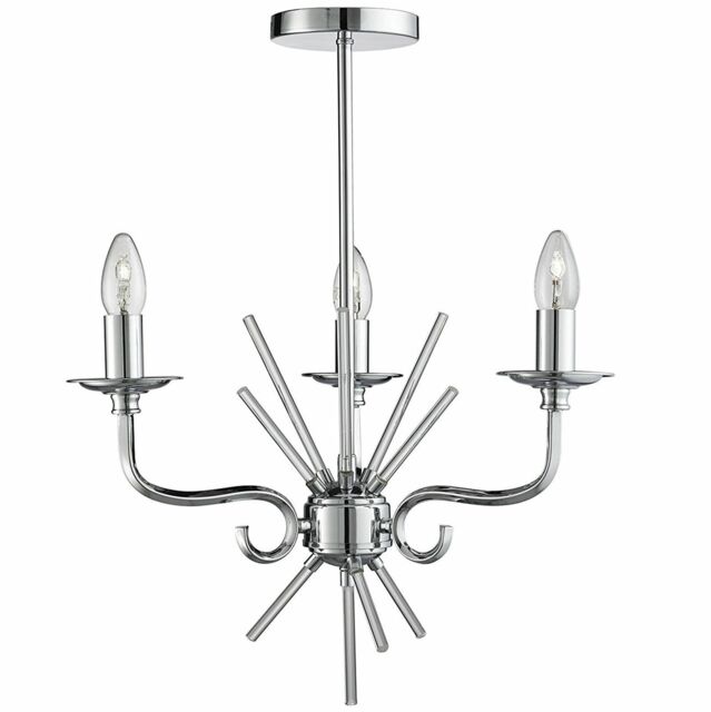 Gr8 Home Chrome Chandelier 3 Arms Ceiling Light Candle Pendant Lamp in Silver - image 1