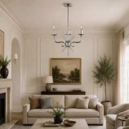 Gr8 Home Chrome Chandelier 3 Arms Ceiling Light Candle Pendant Lamp in Silver - thumbnail 2