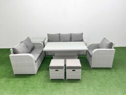 Fimous Patio PE Wicker 8 Seater Outdoor Rattan Furniture Sofa Sets w/ Adjustable Lifting Dining or Coffee Table Reclining Chair Loveseat Sofa 3 - thumbnail 1
