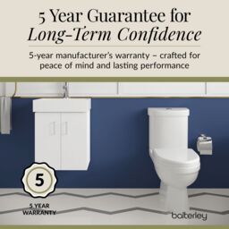 Balterley Wall Hung Vanity Basin Unit, Toilet Pan, Cistern & Seat - Gloss White in Grey - thumbnail 6