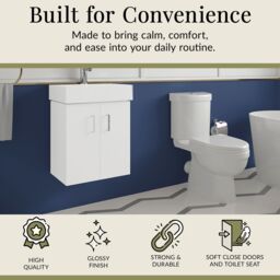 Balterley Wall Hung Vanity Basin Unit, Toilet Pan, Cistern & Seat - Gloss White in Grey - thumbnail 3