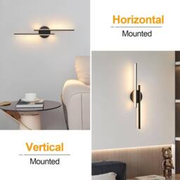 Goeco Modern Indoor Wall Light, 24 W, Black Wall Lighting LED, 3000 K - thumbnail 8