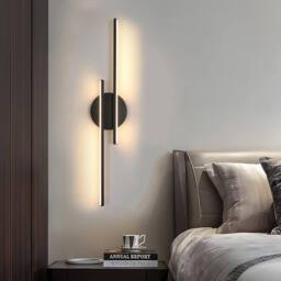 Goeco Modern Indoor Wall Light, 24 W, Black Wall Lighting LED, 3000 K