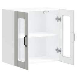Berkfield Home Kitchen Wall Cabinet with Glass Door Lucca White Engineered Wood - thumbnail 7